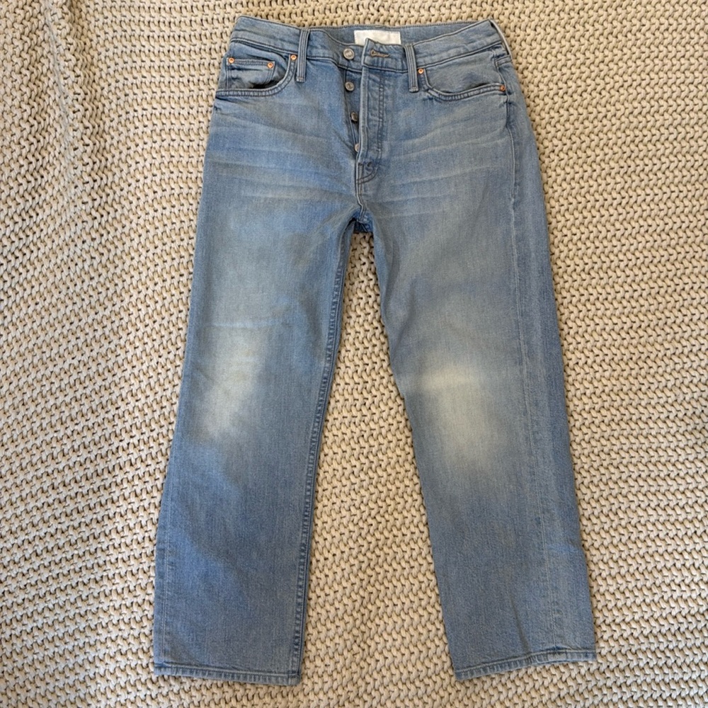 MOTHER Light Blue Ankle & Cropped Jeans